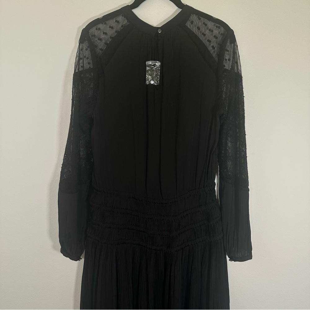 NWT Current Air x Anthropologie Black Mock Neck Lace Dark Academia Dress Medium - Picture 4 of 11